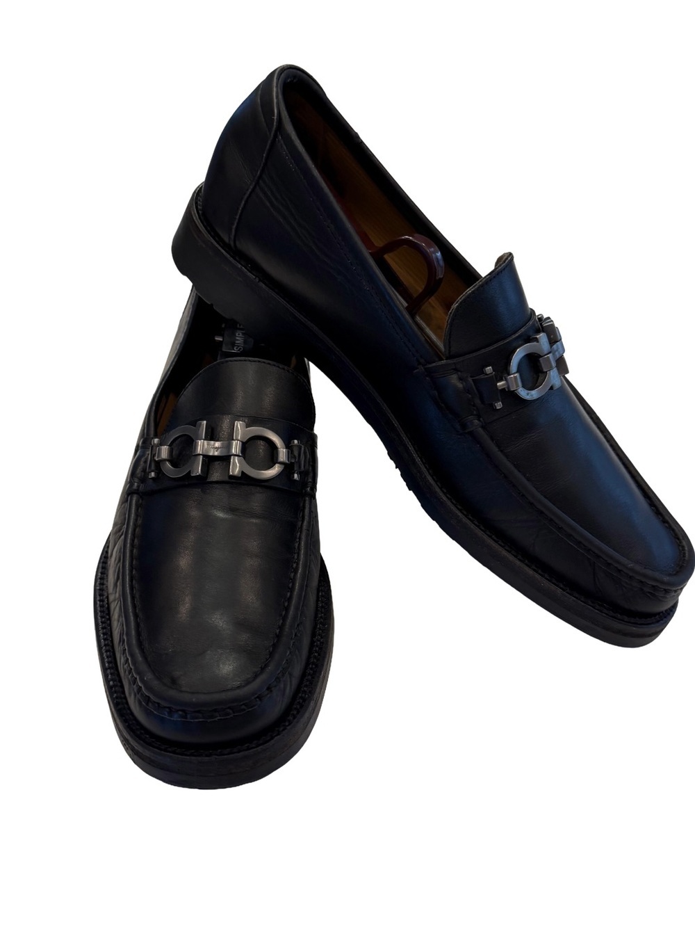 Salvatore Ferragamo Men’s David Gancini Bit Leather Loafers Black Sz 7D Wms 8.5